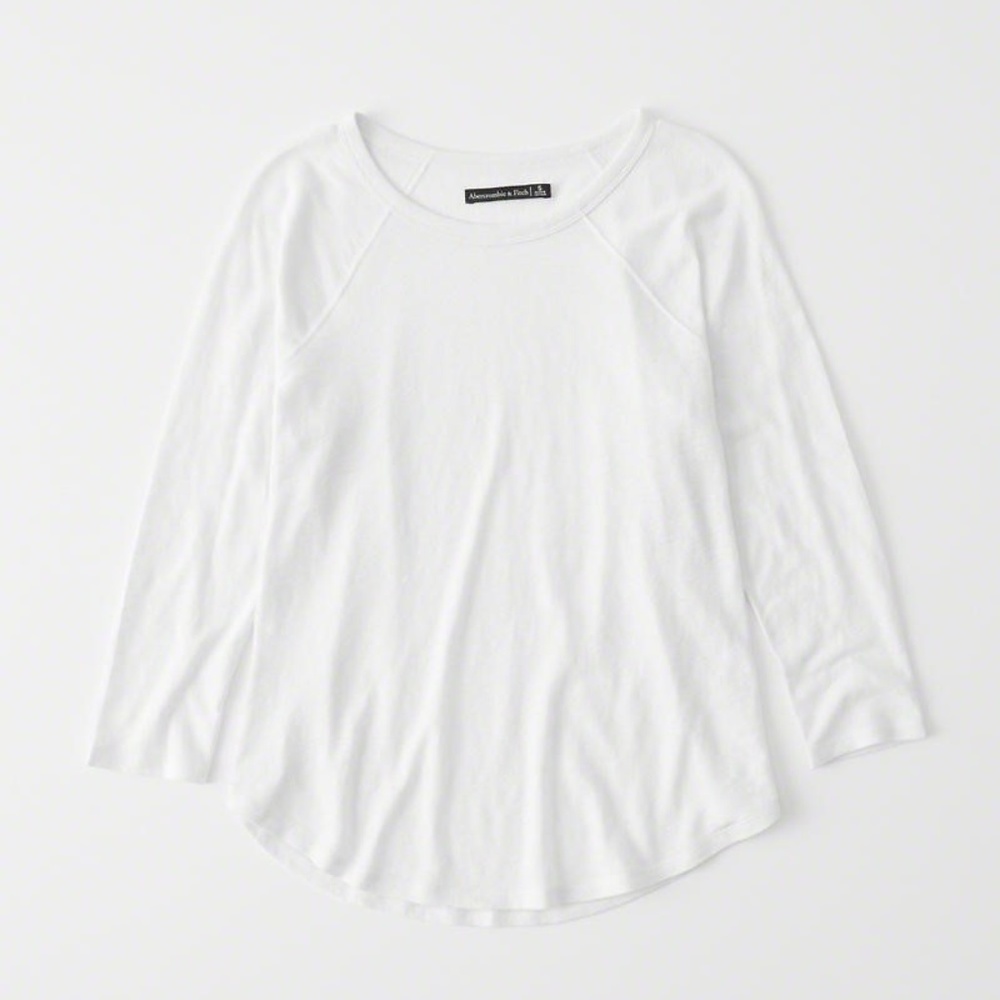 LINEN-BLEND BASEBALL TEE white small